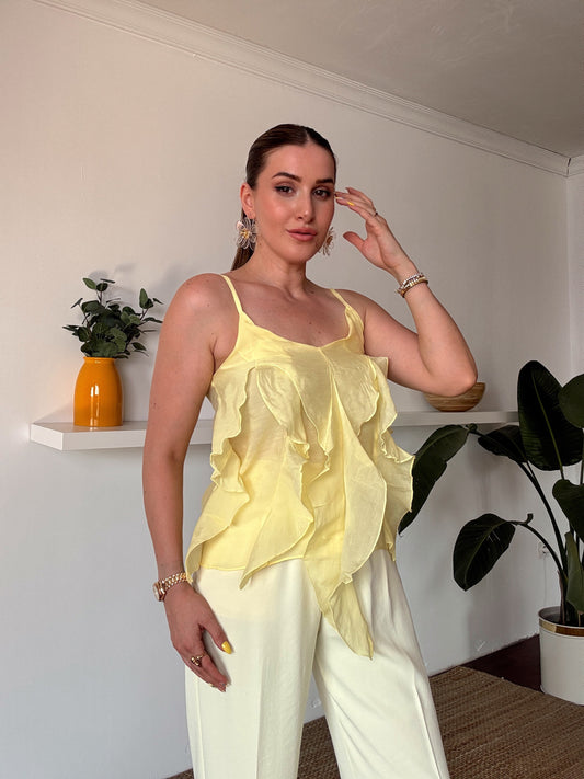 İp Askılı Fırfırlı Atlet Sarı