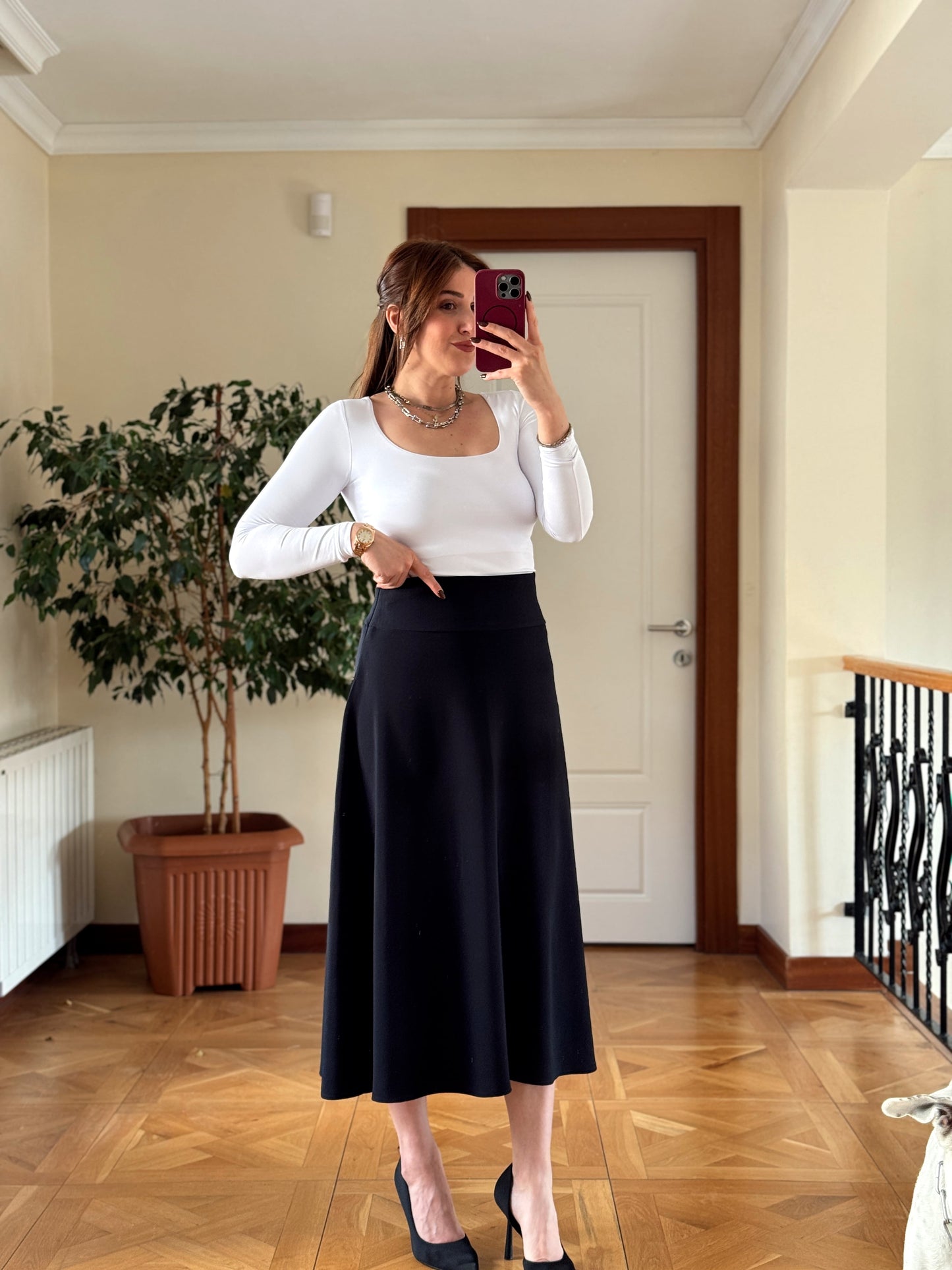 DİEGONEL ÇAN ETEK-LACİVERT