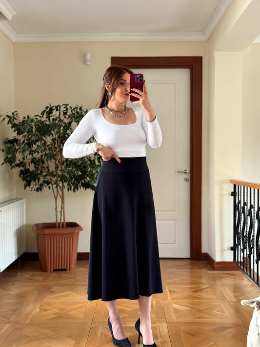 DİEGONEL ÇAN ETEK-LACİVERT