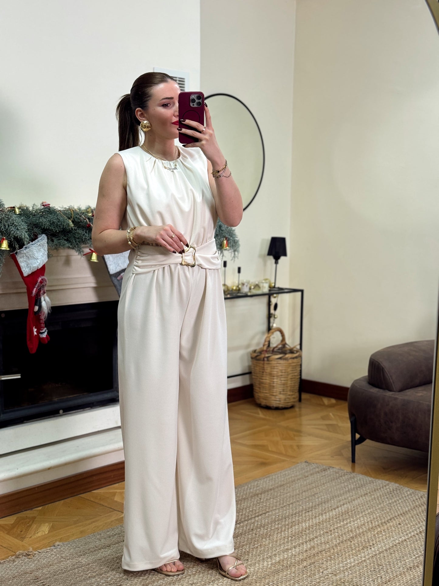 PARİS gold tokalı premium tulum-BEJ