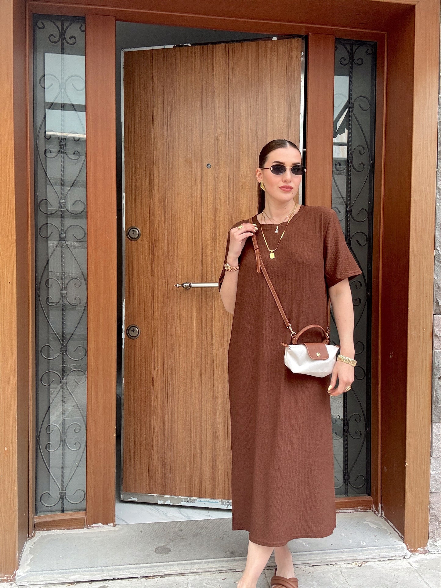 Oversize Salaş Elbise Kahve