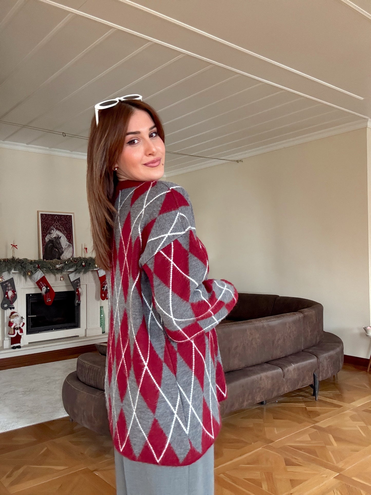 Tunik boy baklava desen kazak-BORDO