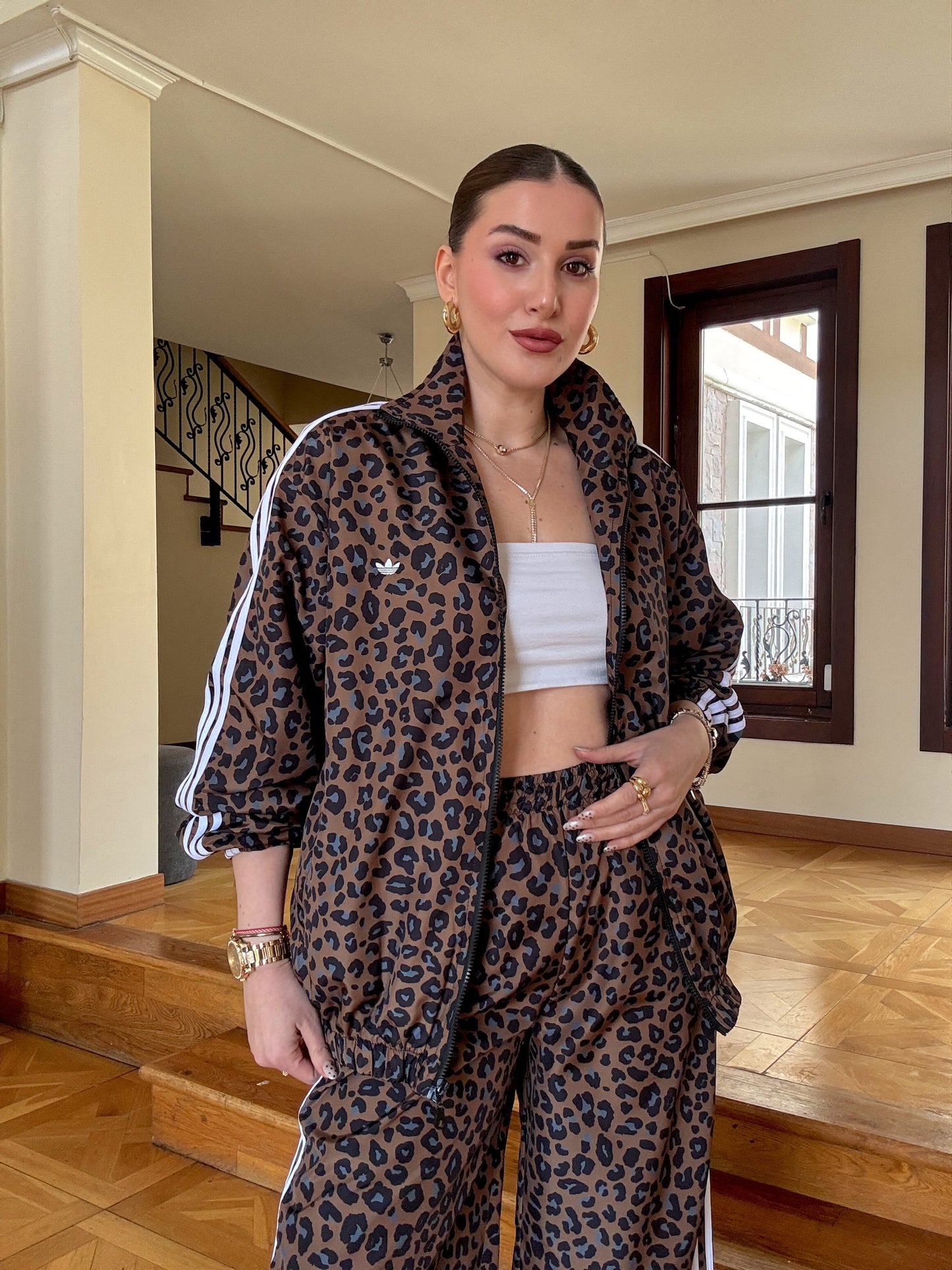 Şeritli Leopar Takım Kahve