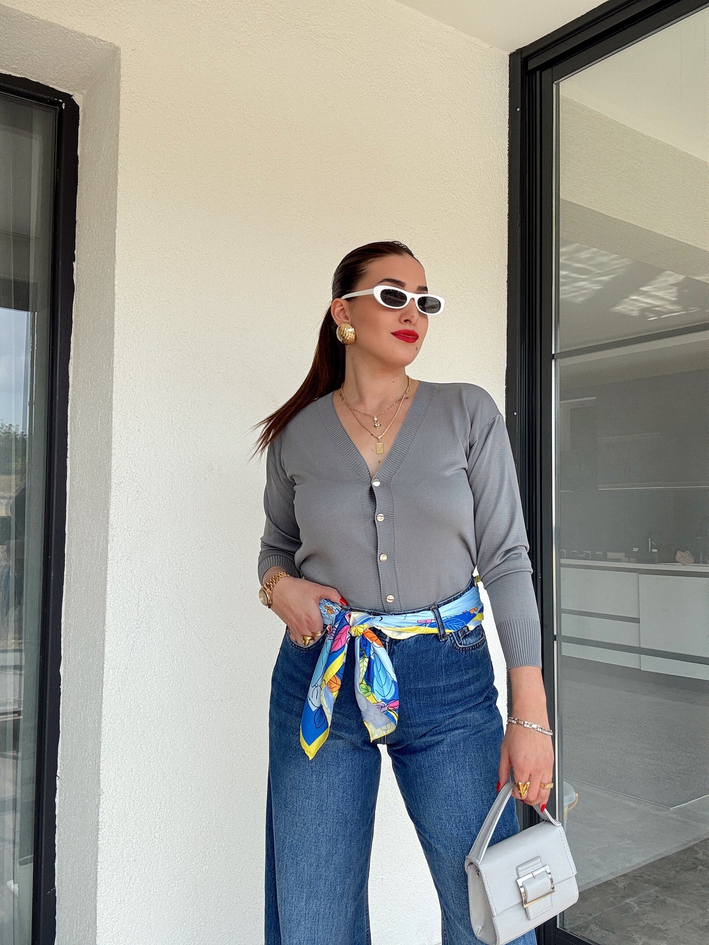 Premium Basic Hırka Gri