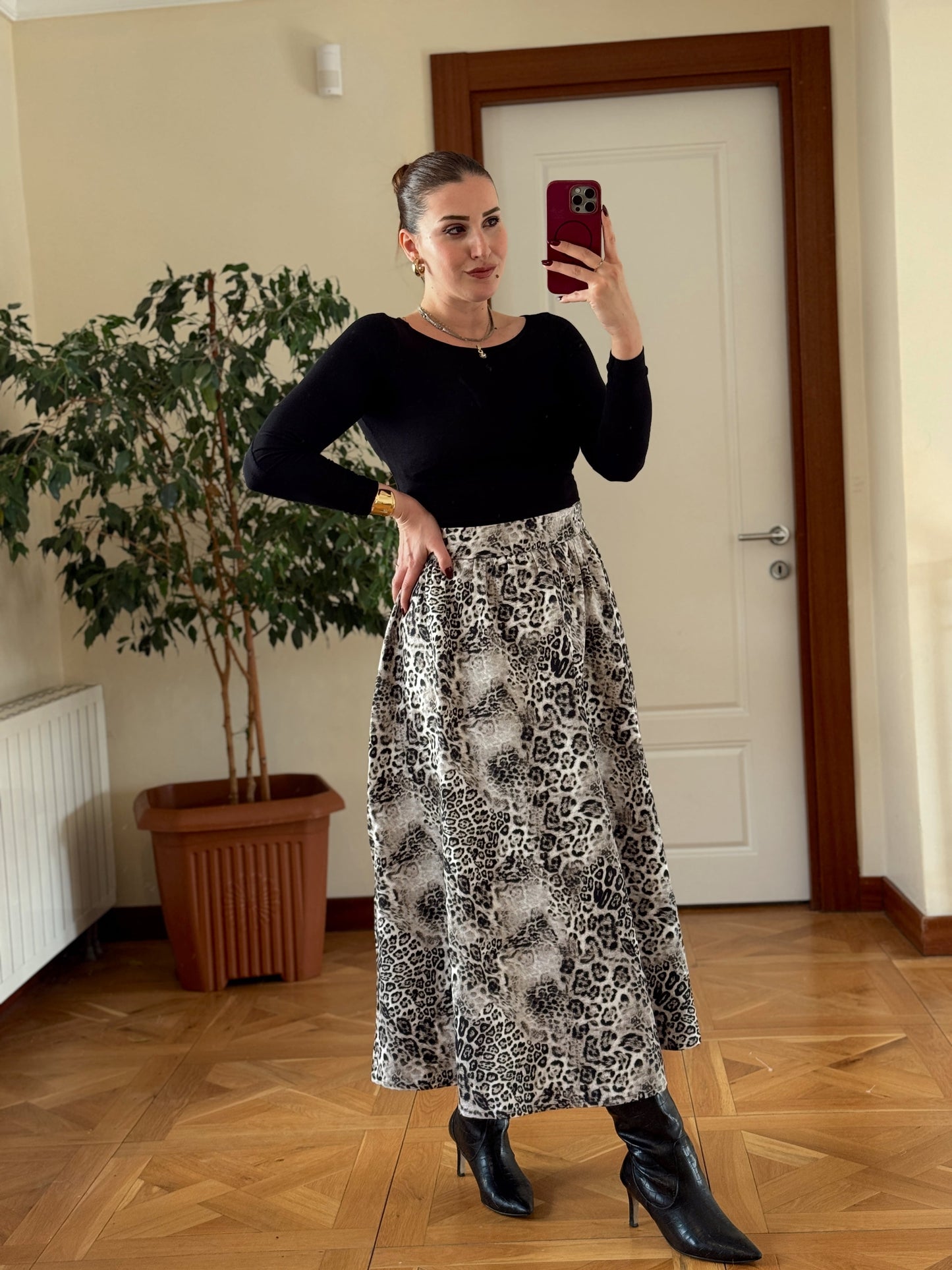 Leopar desen etek-SİYAH