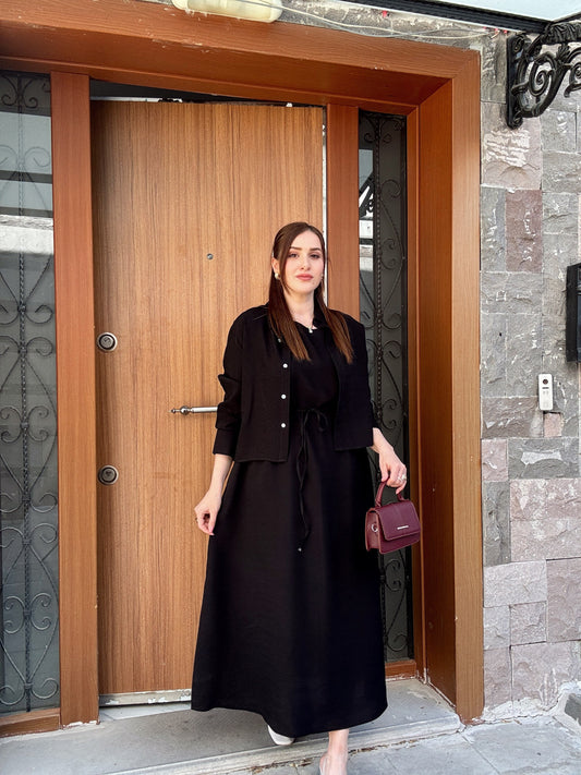 Gömlekli Elbise Takım Siyah