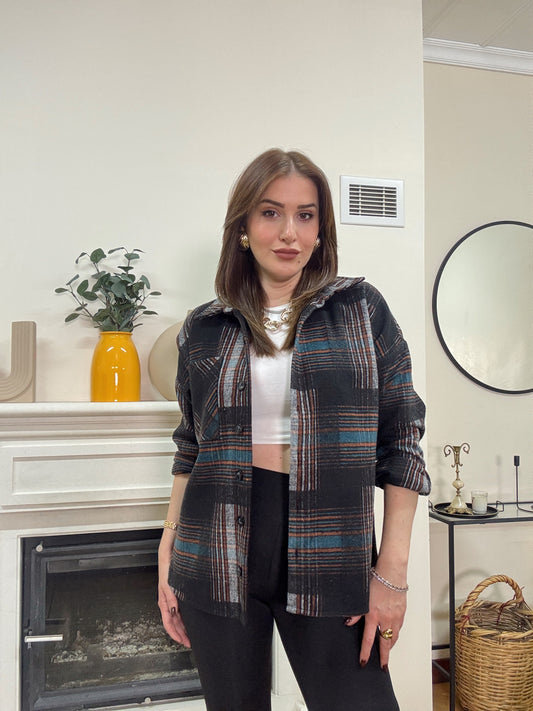 Ekose desen tek cepli gömlek TURUNCU