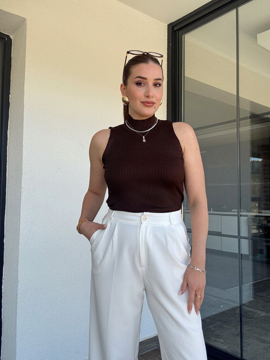 Kolsuz fitilli triko badi KAHVERENGİ