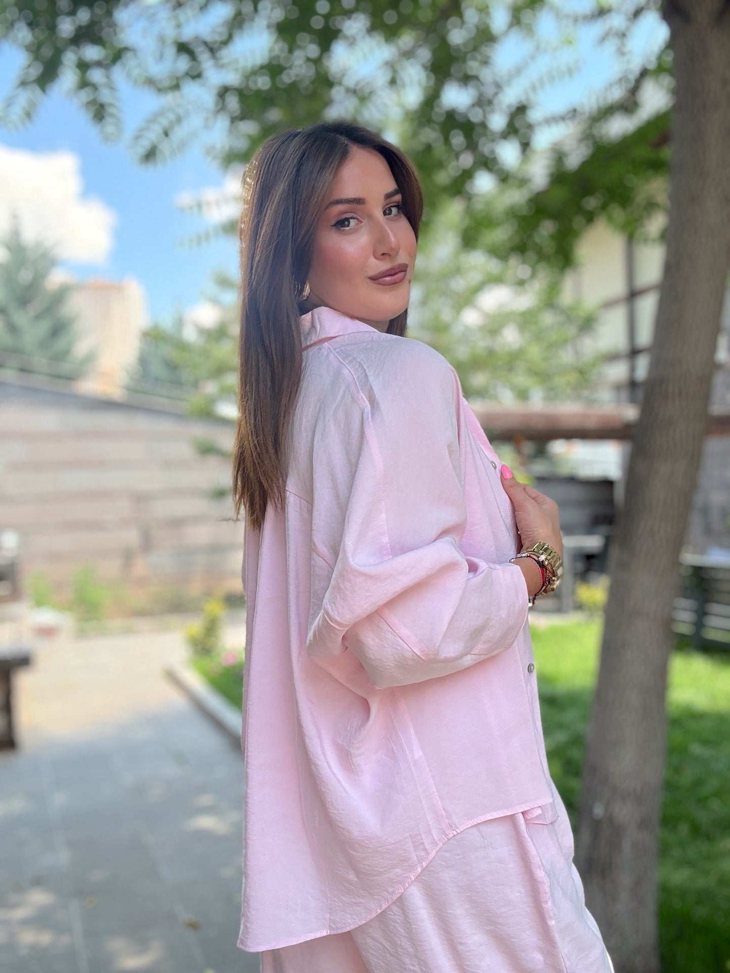 Aerobin Gömlek Pantolon takım Pembe