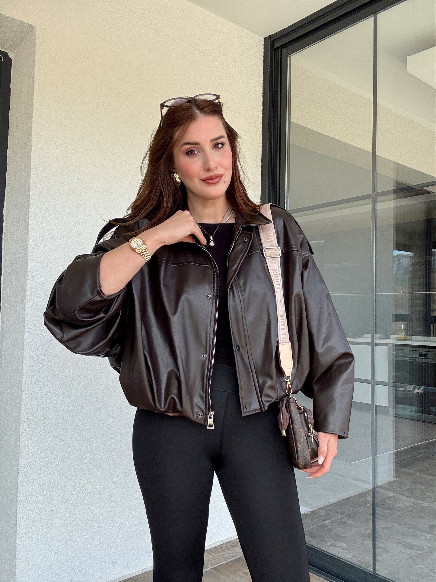 Yarasa kol deri mont-ACI KAHVE