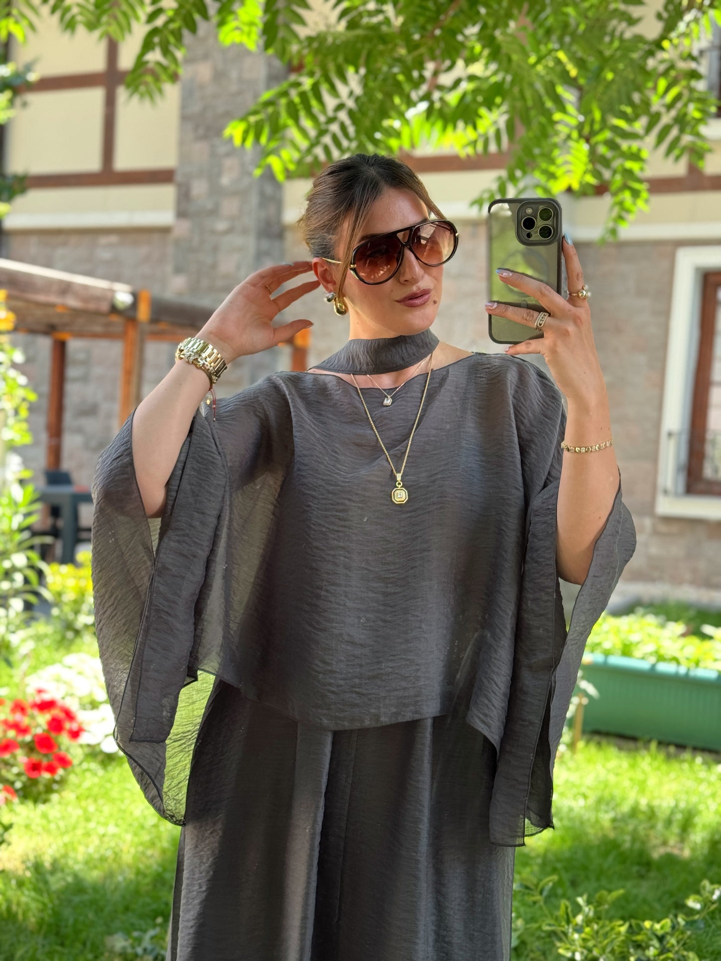 Bluzlu Premium Elbise Antrasit
