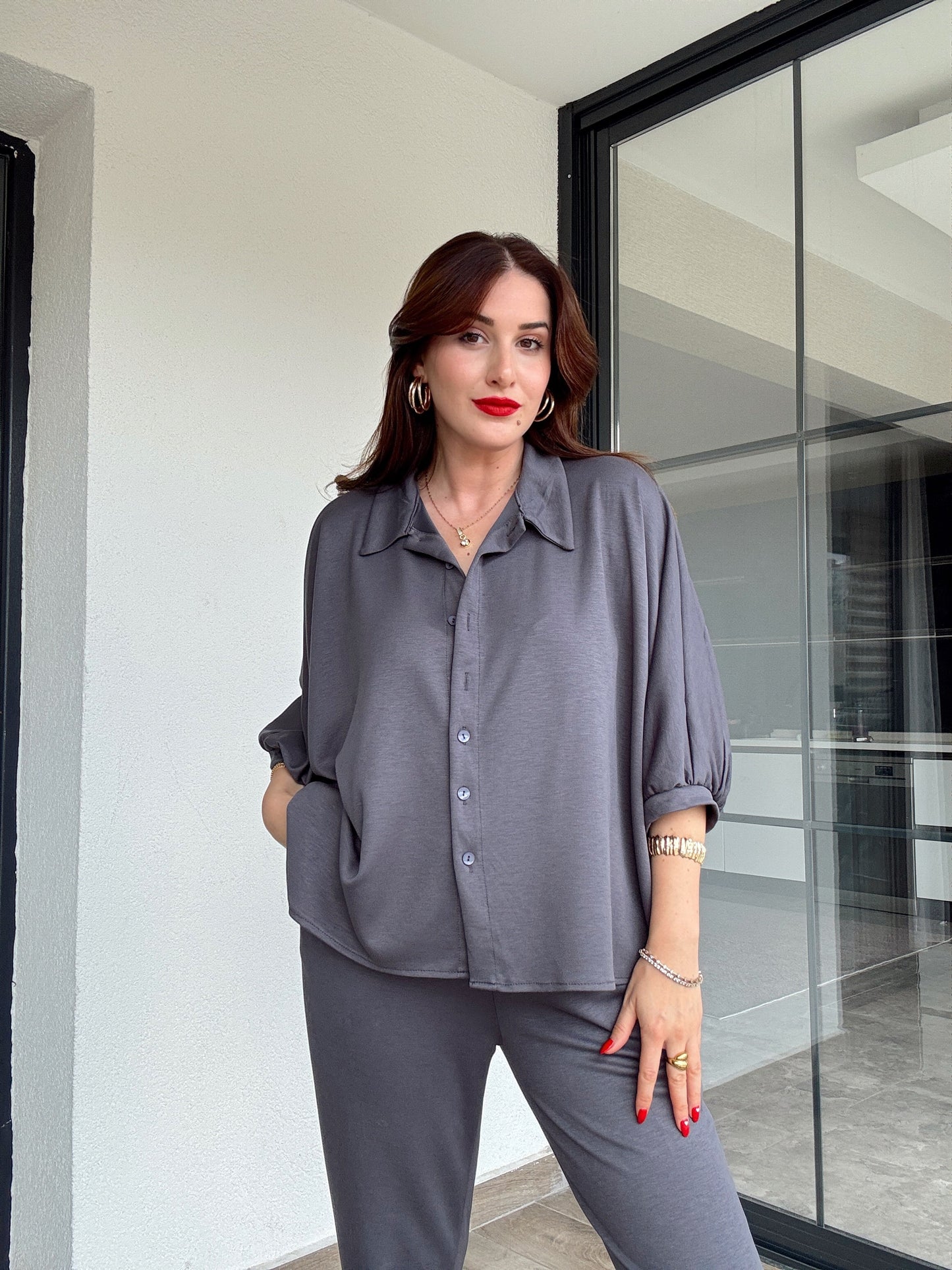 Premium Kumaş İkili Takım Gri