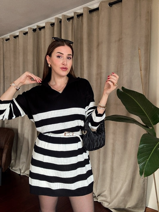 Polo Yaka Triko Tunik ERN SİYAH