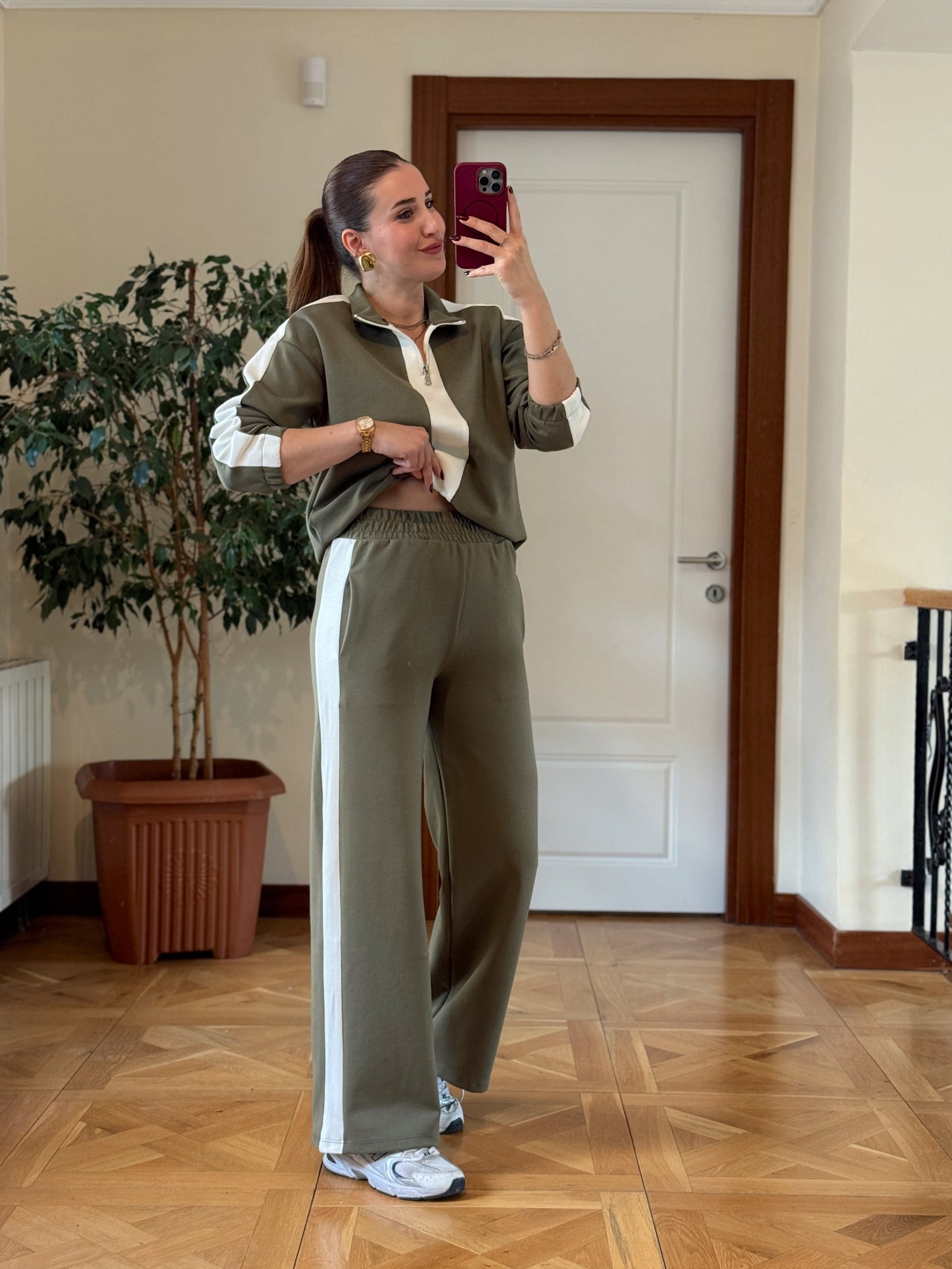 Yarım Fermuarlı Modal Takım Yeşil