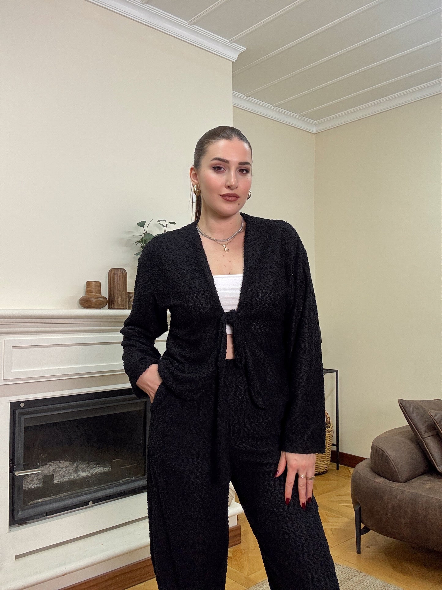 Bağlama detay örgü takım-SİYAH