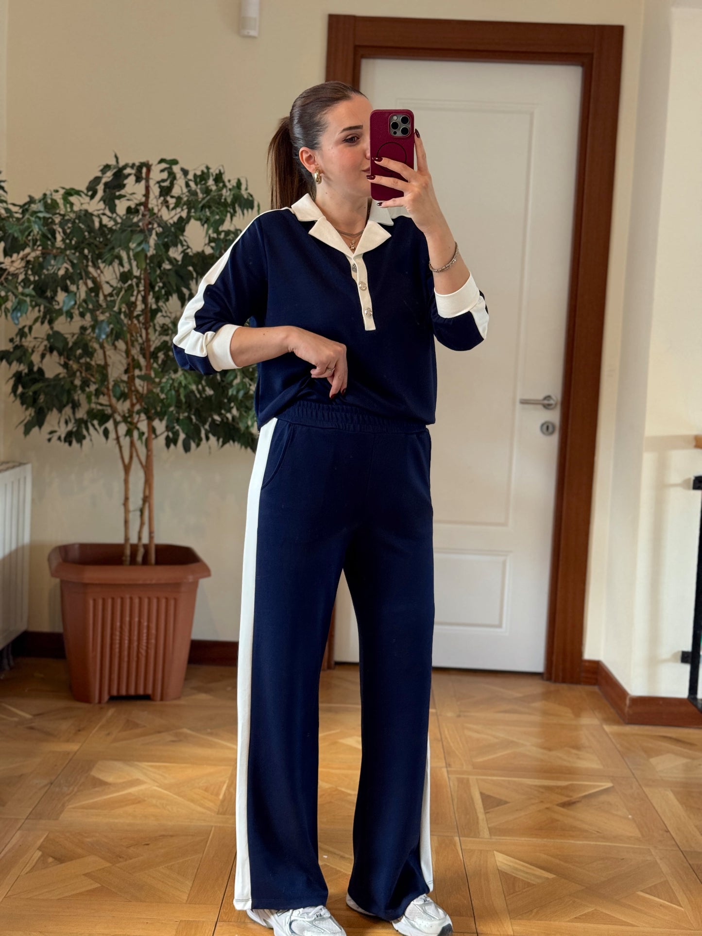 Denizci yaka modal takım LACİVERT