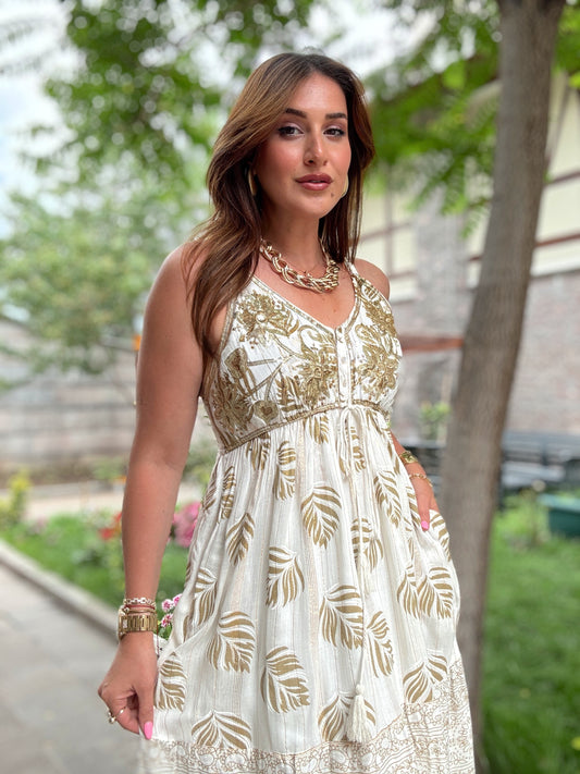 Romeo Premium Pullu elbise Bej