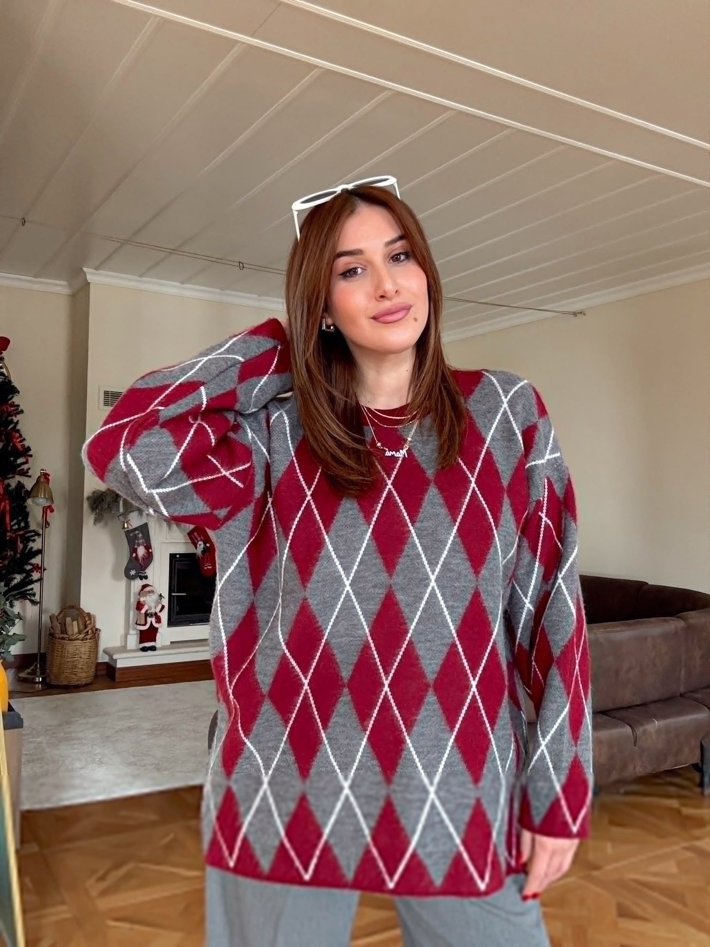Tunik boy baklava desen kazak-BORDO