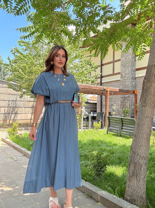 Bluzlu etek takım Mavi