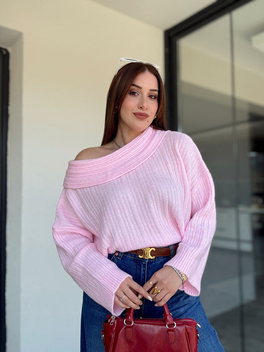 Degaje Yaka Bluz -PEMBE