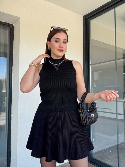 Kolsuz fitilli triko badi SİYAH