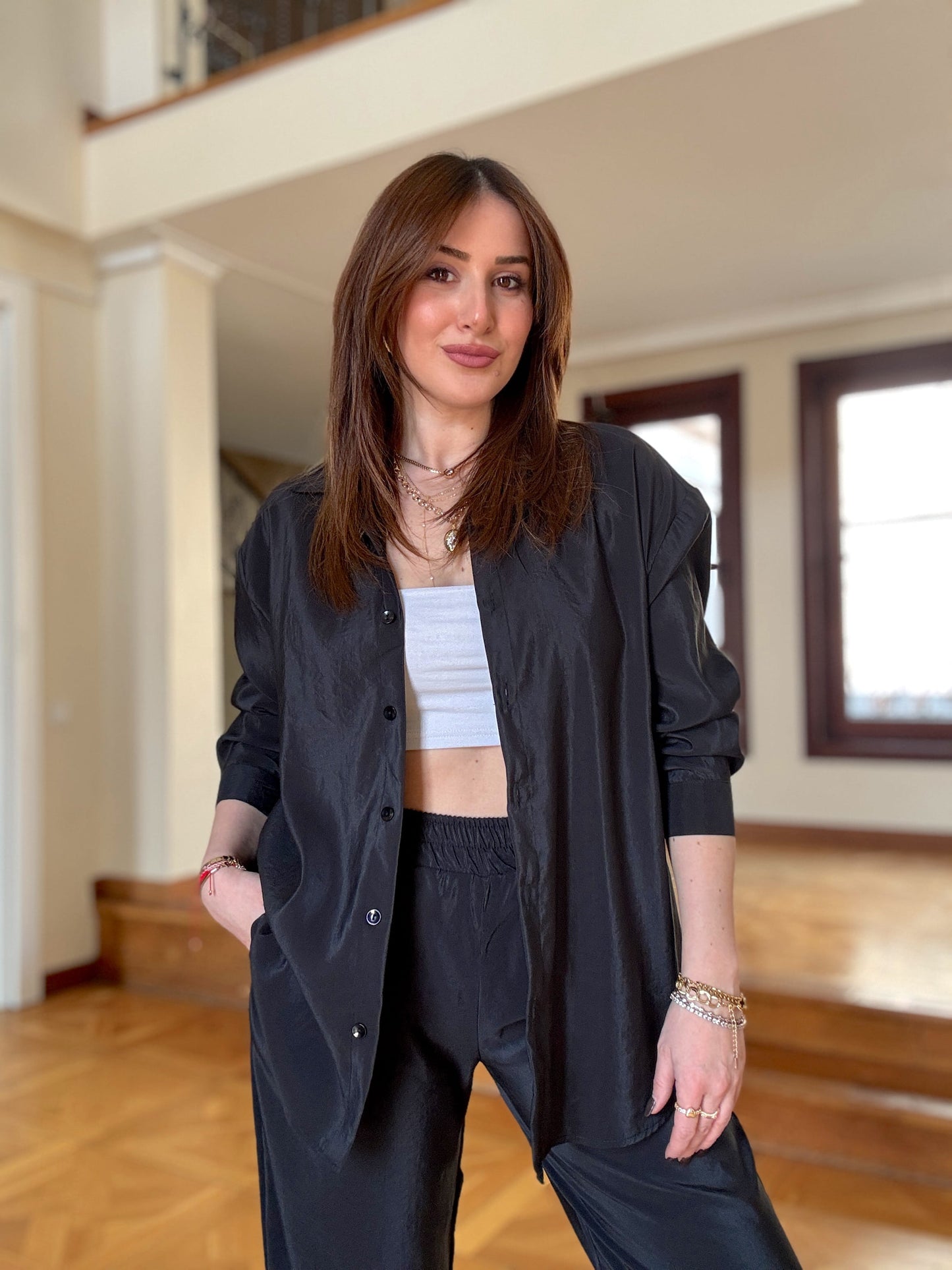 Parlak ikili takım Siyah