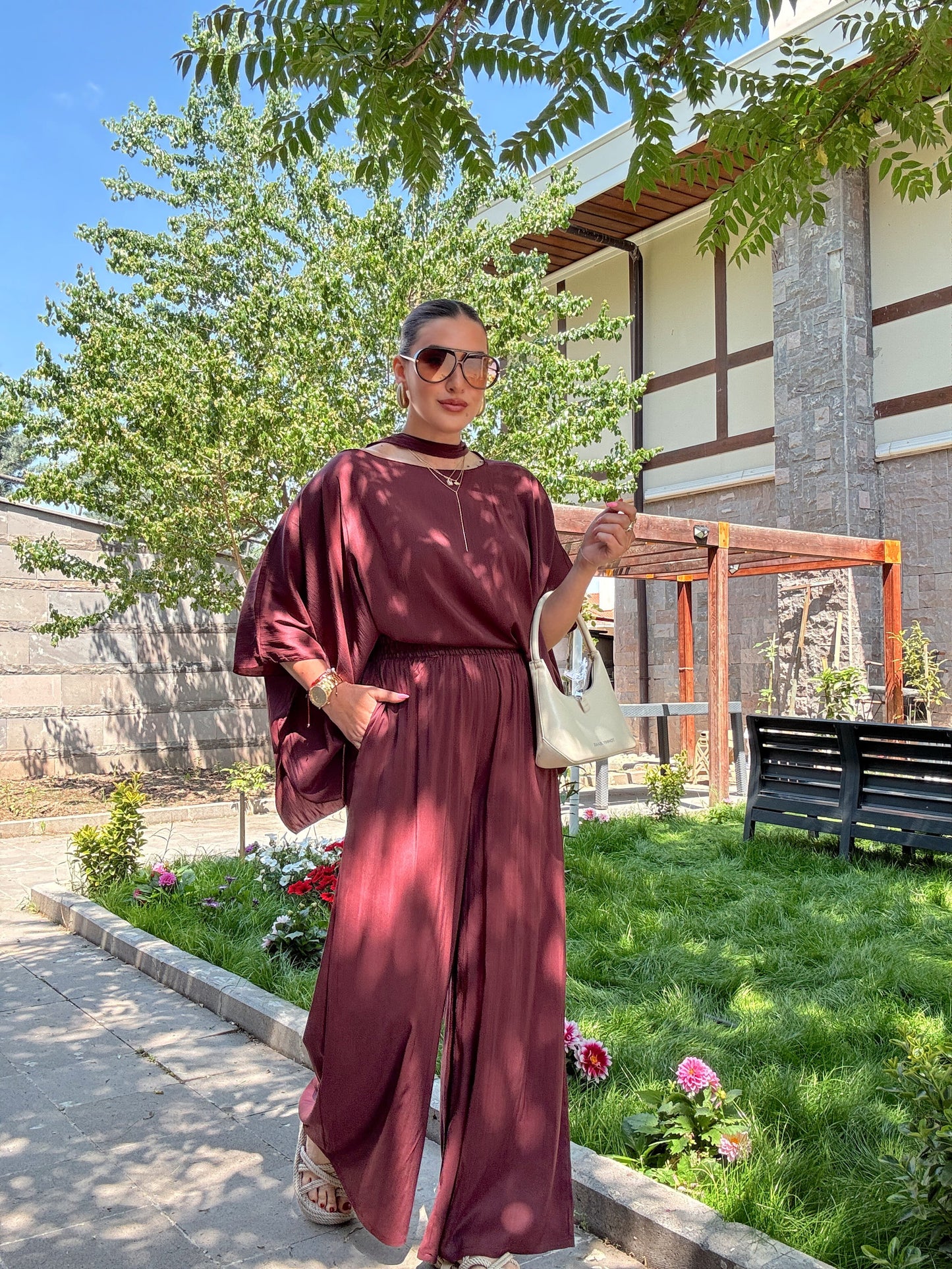 Şal yaka takım Bordo