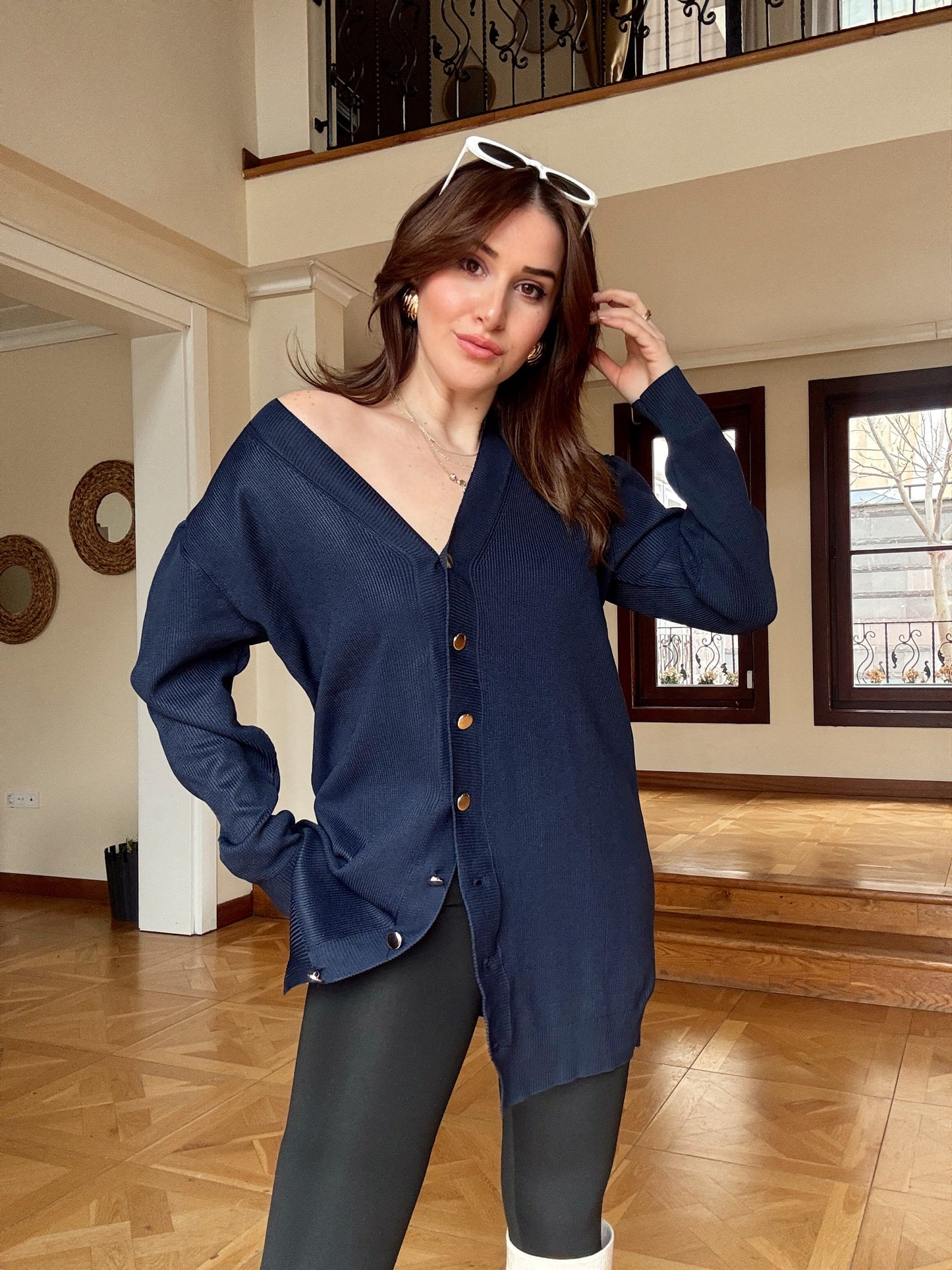 Düğmeli Hırka  Lacivert