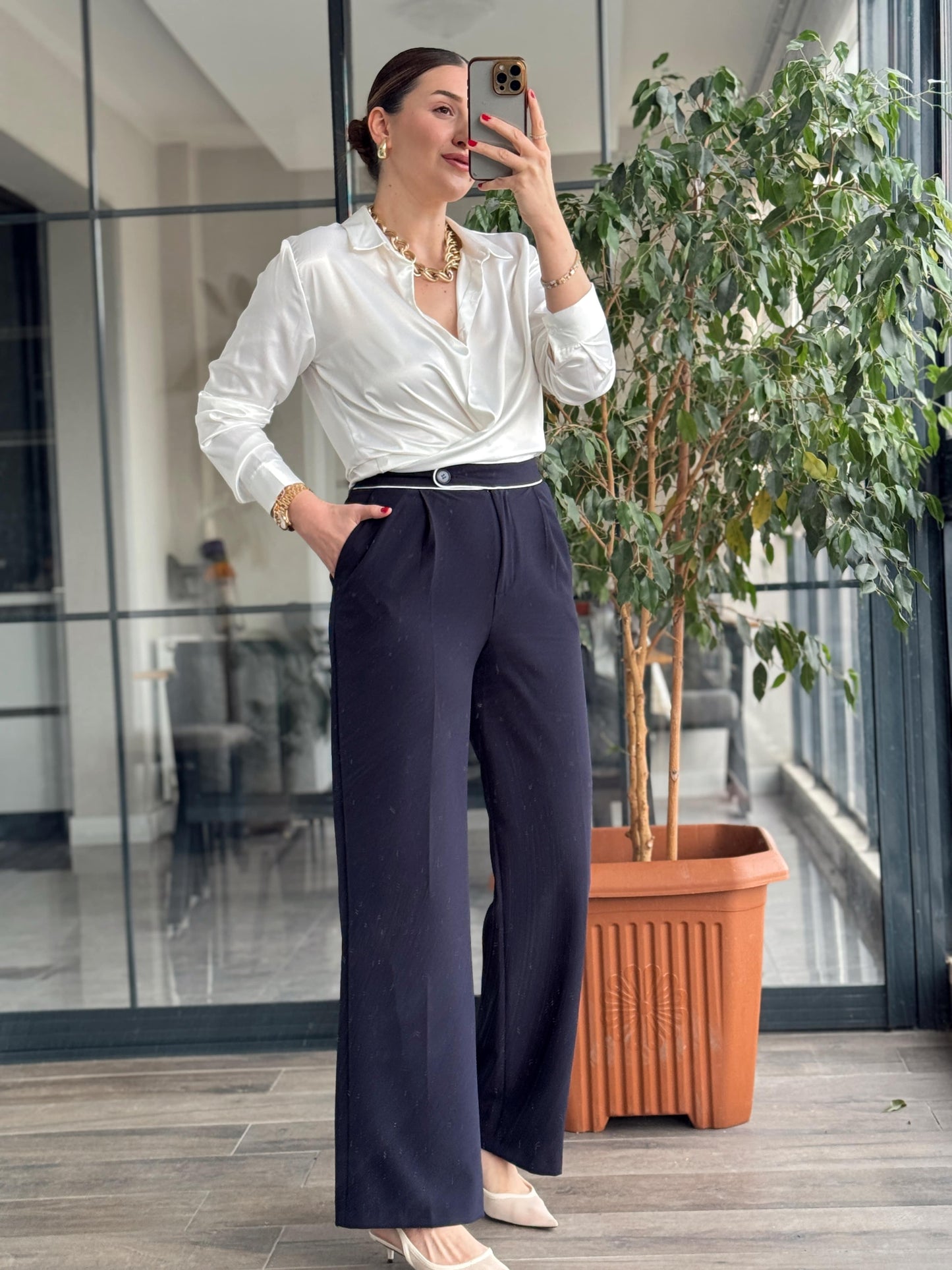 Kemeri Biyeli Pantolon - LACİVERT