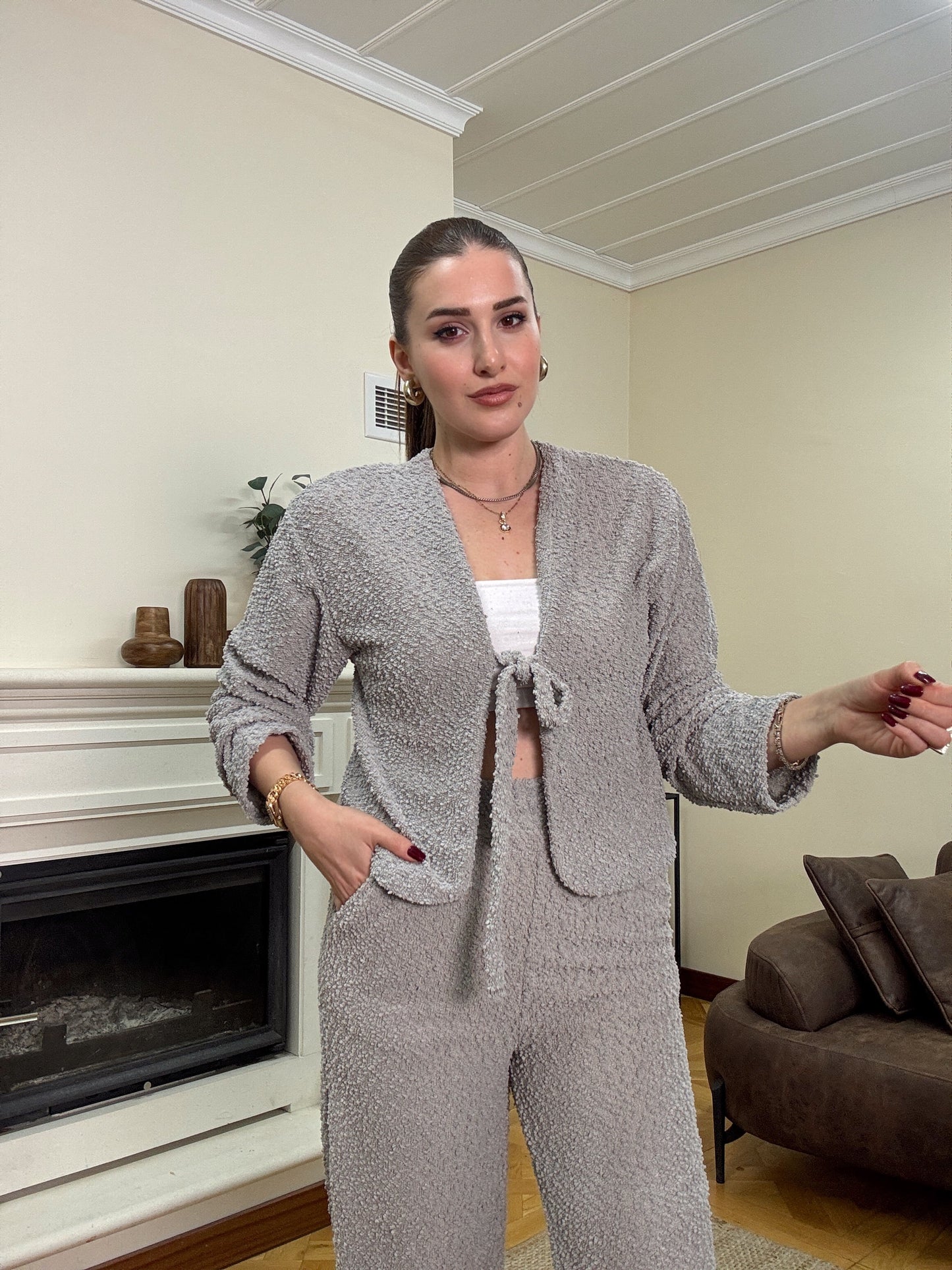 Bağlama detay örgü takım-GRİ