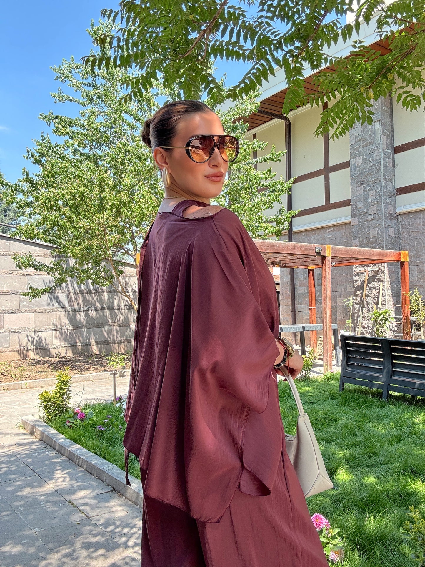 Şal yaka takım Bordo
