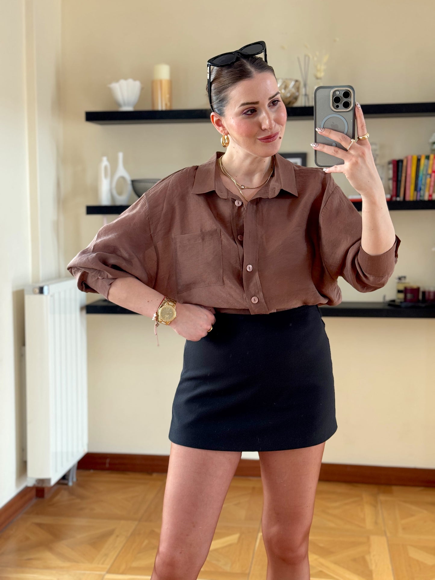 Oversize Premium Gömlek Acı kahve