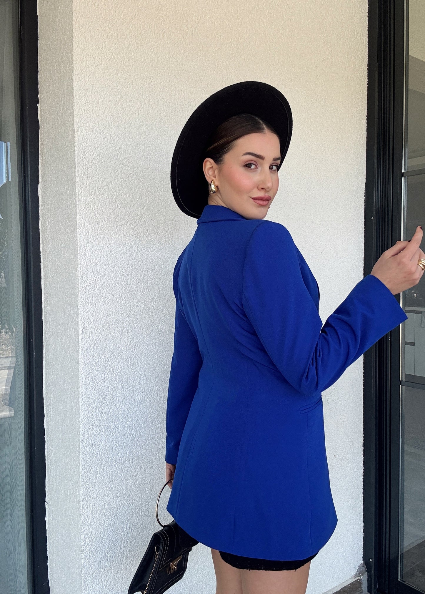 Gümüş Düğme ADELE Astarlı Ceket - SAKS MAVİ