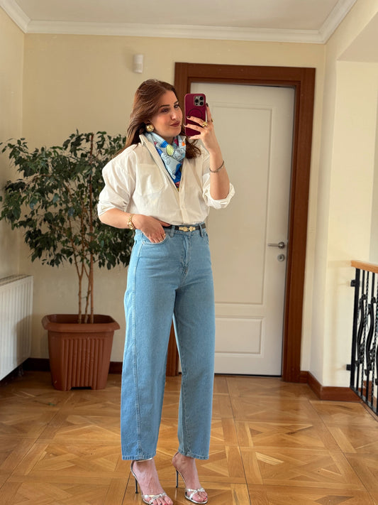 TOKYO KOT PANTOLON-buz MAVİ