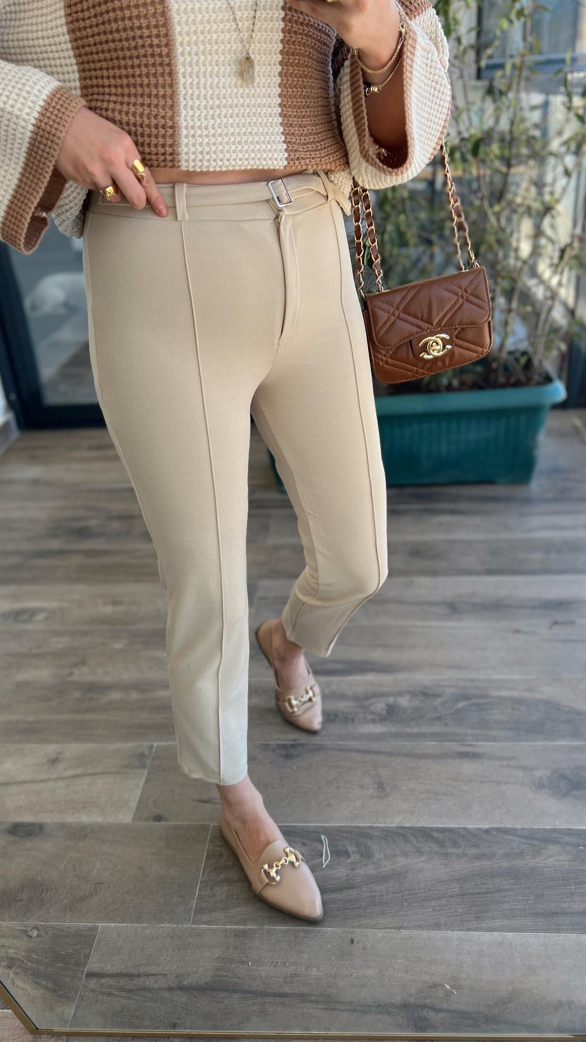 ZRA Model Dar Paça Pantolon TAŞ