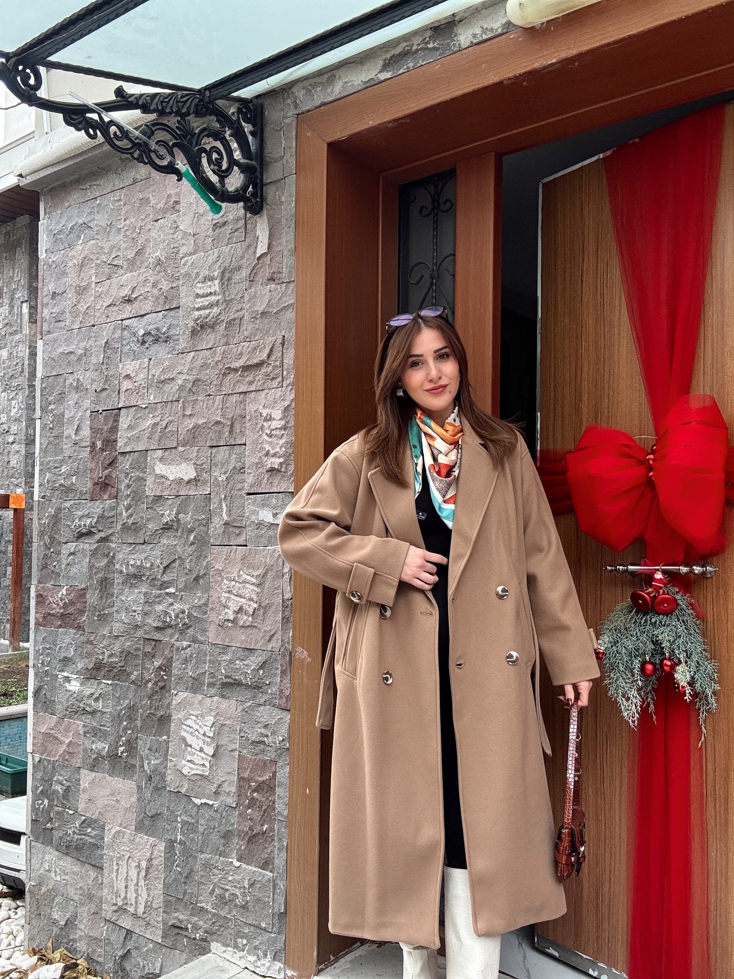 Kolu apoletli uzun kaşe kaban-CAMEL