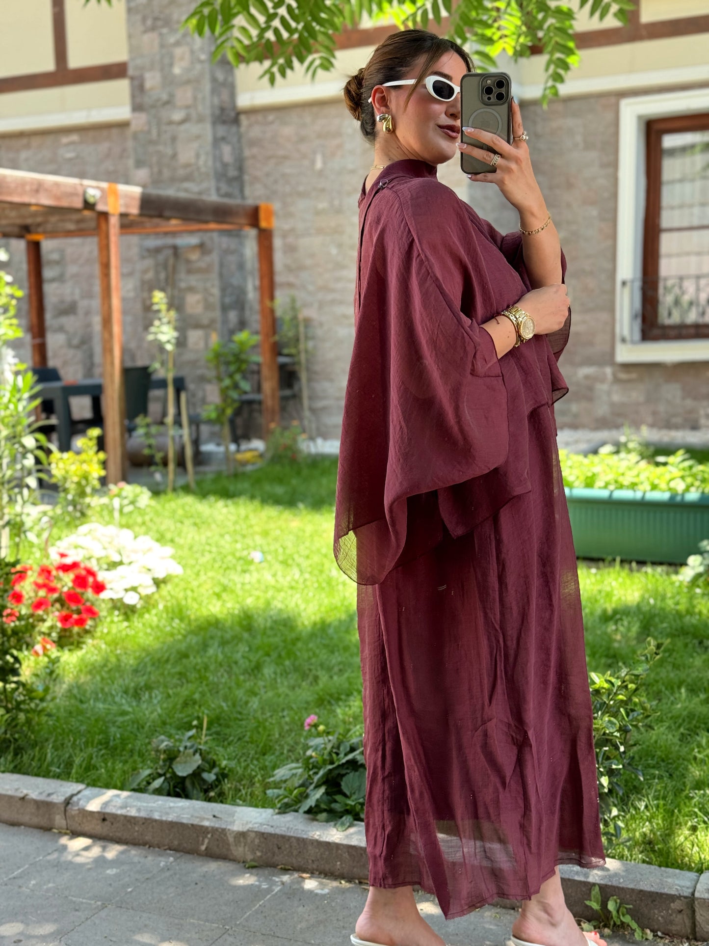 Bluzlu Premium Elbise Bordo