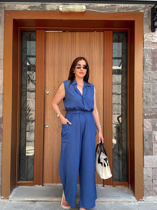 Seli cepli bel lastikli tulum İNDİGO