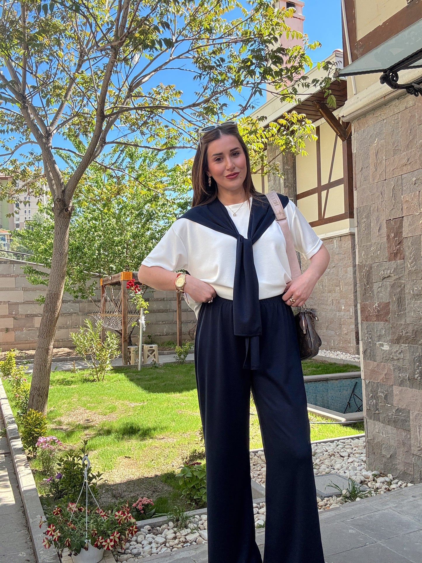 3 Parça Bağlama detaylı Takım Lacivert