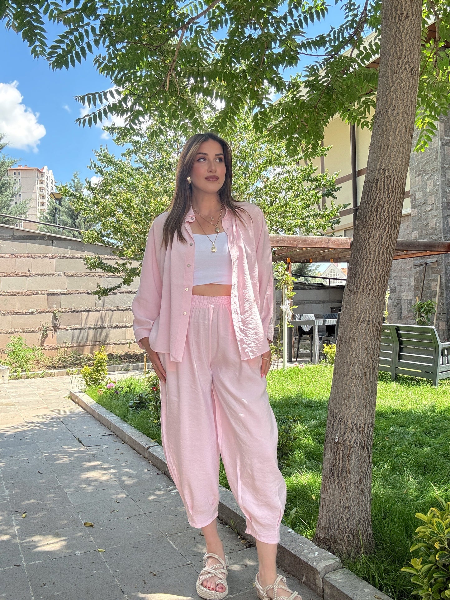 Aerobin Gömlek Pantolon takım Pembe