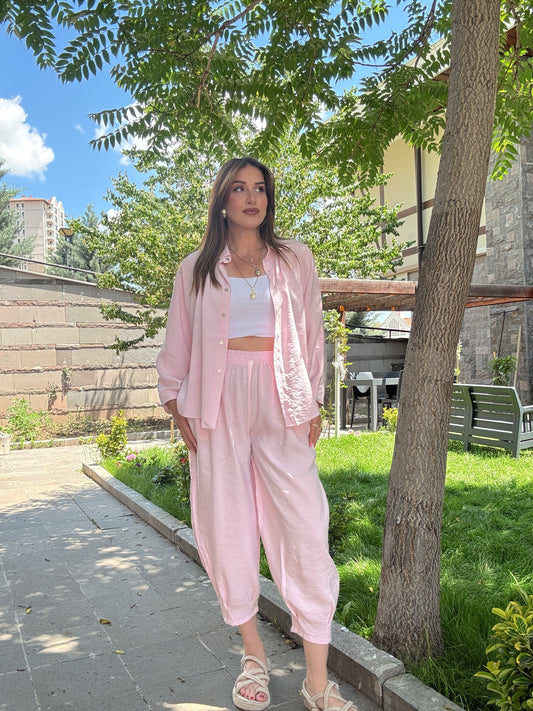 Aerobin Gömlek Pantolon takım Pembe