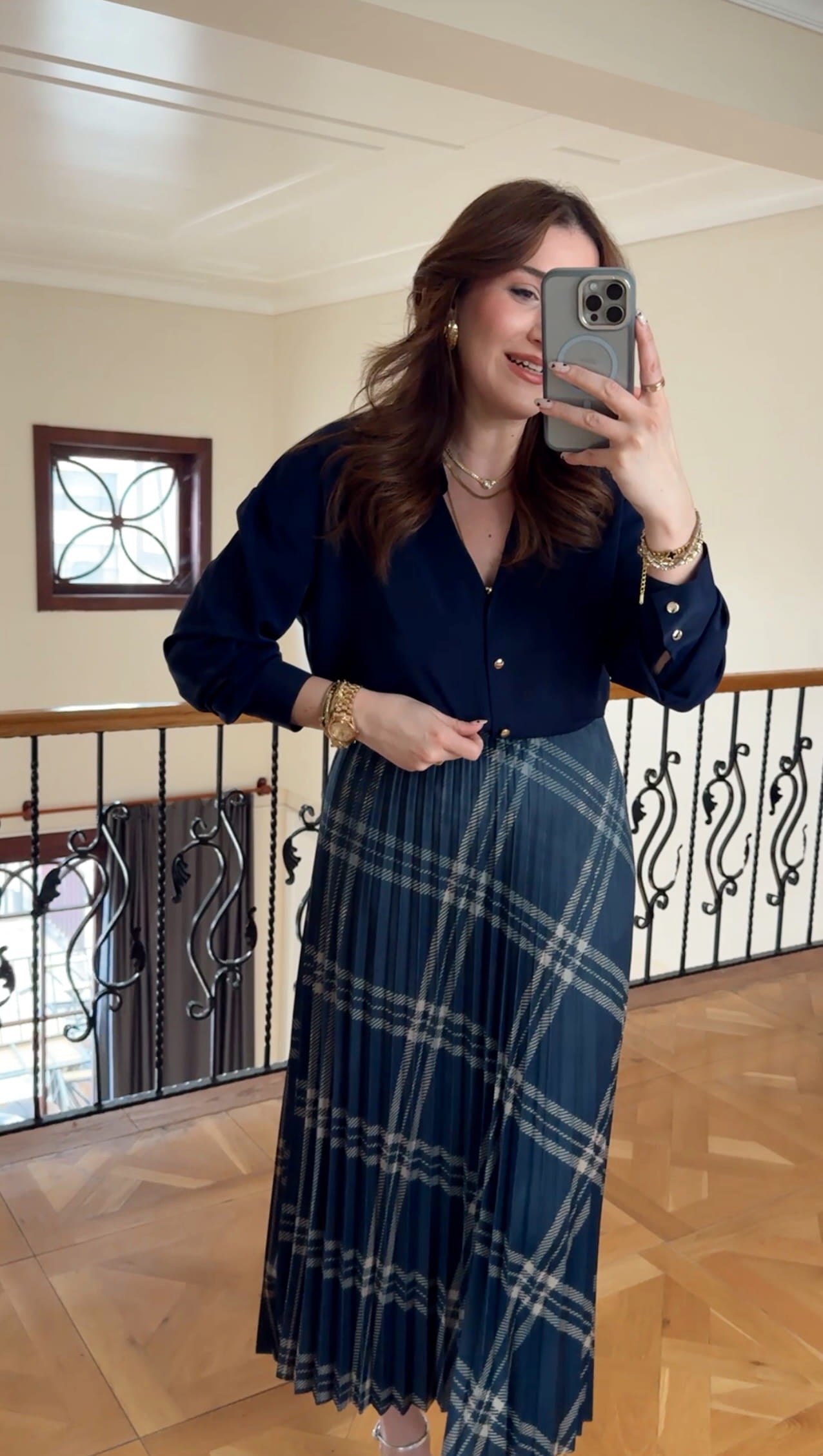 Pliseli Uzun Etek-LACİVERT