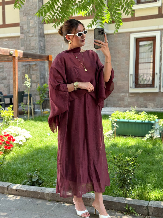 Bluzlu Premium Elbise Bordo
