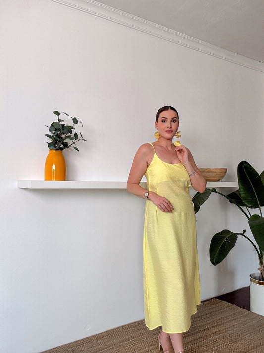 VİENA gömlek elbise ikili takım Sarı