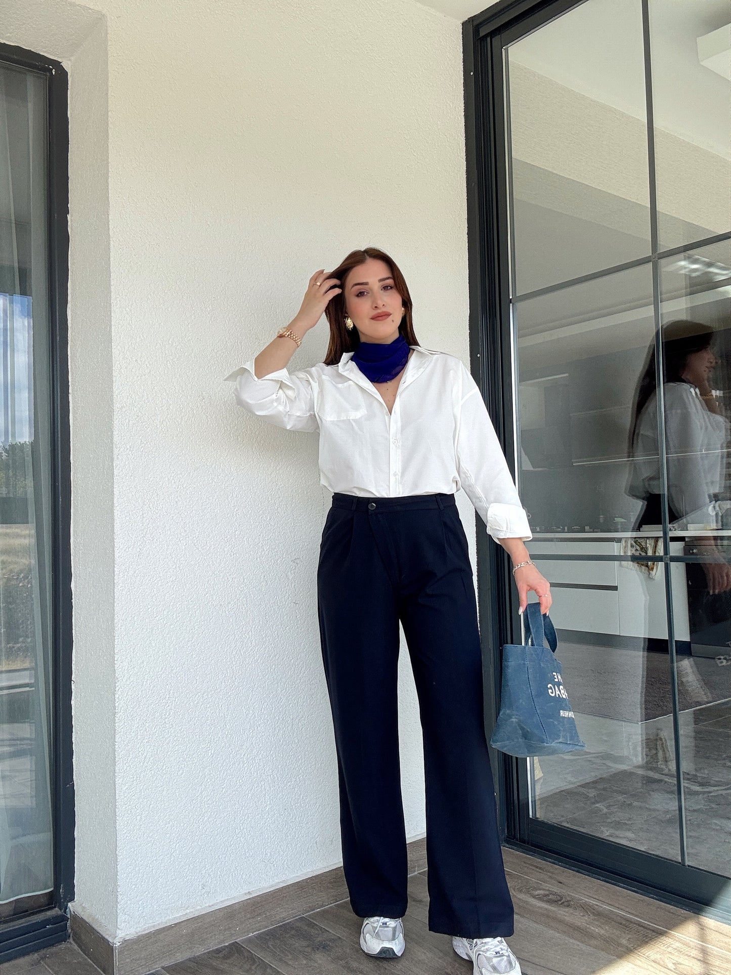 Çapraz kemerli pantolon-LACİVERT