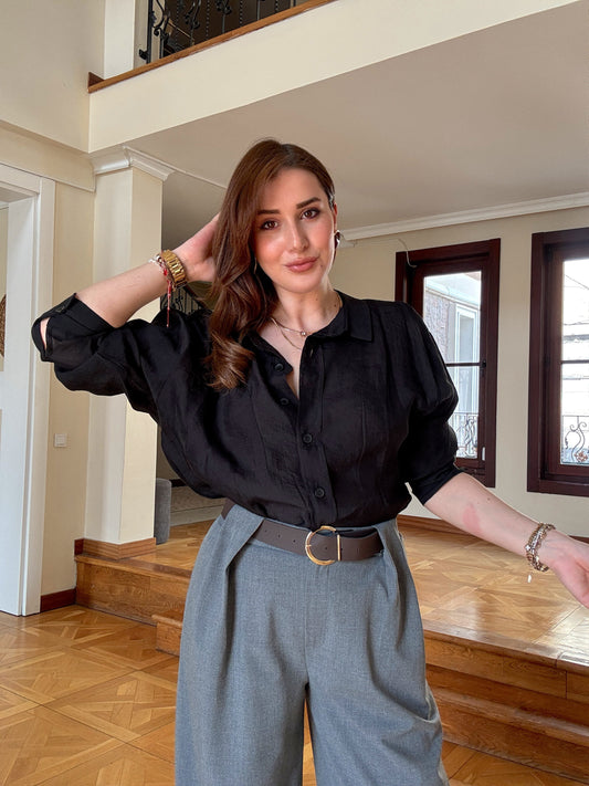 Oversize Premium Gömlek Siyah