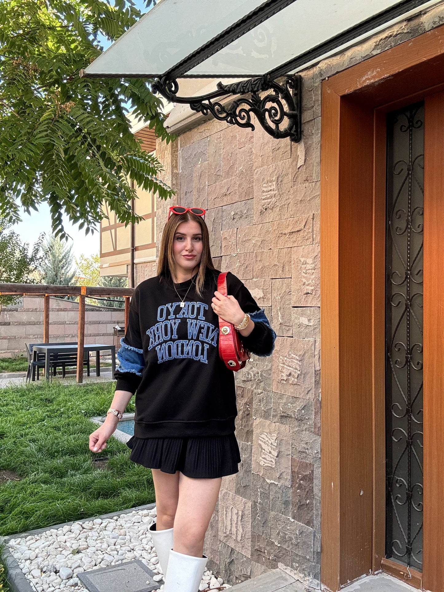 TOKYO Kot Garnili SweatShirt - SİYAH