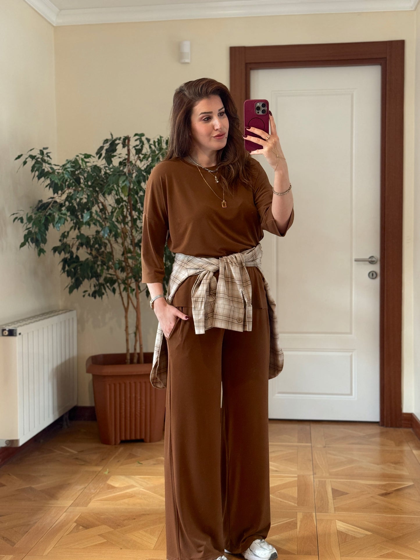 Lazer kesim oys takım kahve