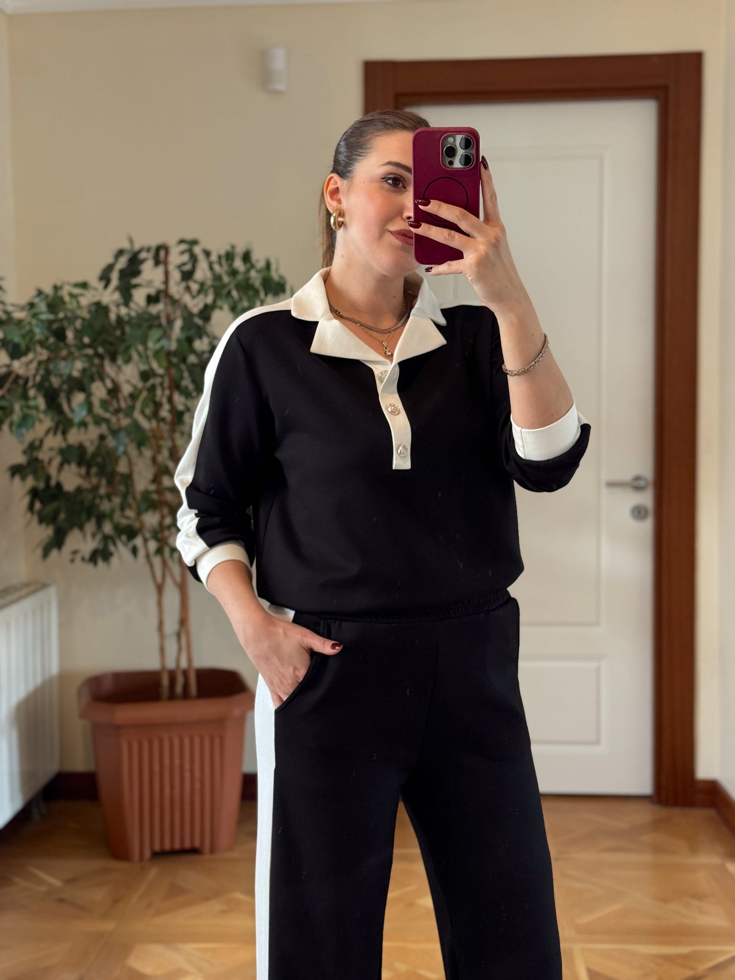 Denizci yaka modal takım SİYAH