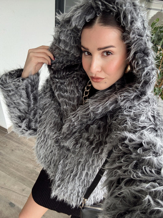 Madonna Kapüşonlu Mont - GRİ